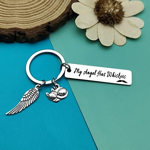 Pet Sympathy Keychain - Memorial Gift For Loss Of Cat, Stainless Steel, "Has Whiskers" Quote - View #6