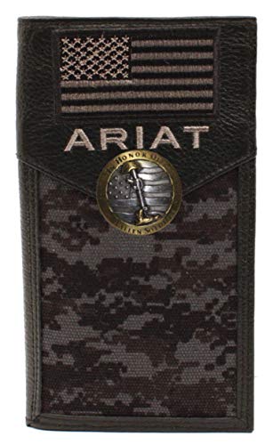 Custom Fallen Soldiers and American Flag Ariat Black Digital Camo long wallet