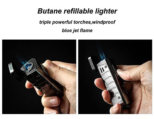 Encendedor de Mecha Triple con Cortapuros y Funda de Cuero miniatura 4