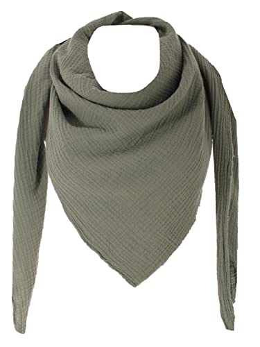 FASHION YOU WANT XXL Tuch 23 Farben Farbwahl Halstuch Musselintuch Musselin Damen Damenhalstuch Dreieckstuch Schal Herren Männer Frauen Herrenhalstuch Dreieckig leicht (einlagig)) (khaki)