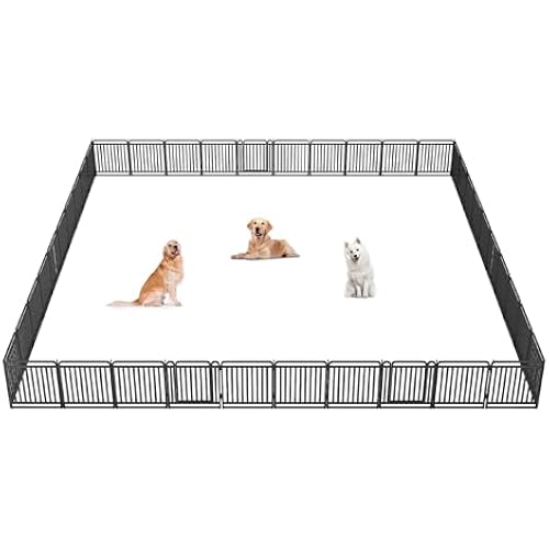 New Thickened Version Dog Playpen, 32 Inch Dog Fences for The Yard, Portable Outdoor Dog Playpen for Large/Medium/Small Dogs, Foldable Metal Dog playpen, with Doors (40 Panels, 32 Inch)