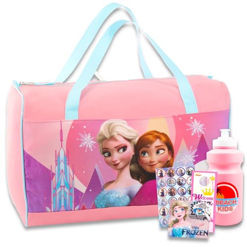 Disney Frozen Travel Bags for Kids - Bundle with Frozen Duffle Bag, Water Bottle, Play Pack, Stickers, and More | Frozen Bag Set for Girls