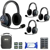 Eartec Ultralite PRO16 Wireless Intercom Headset System for 4 Users – Long Range 1/2 Mile, Hands-Free Full Duplex, 10-Hour Battery, Dual Ear, Expandable to 16 – with SolidSignal Cleaning Wipes