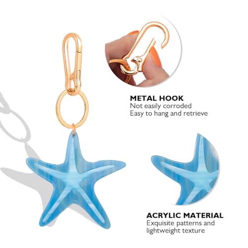 Seahorse Bag Charm & Keychain - Acetate Seahorse with Gold-Tone Metal Ring & Lobster Clasp