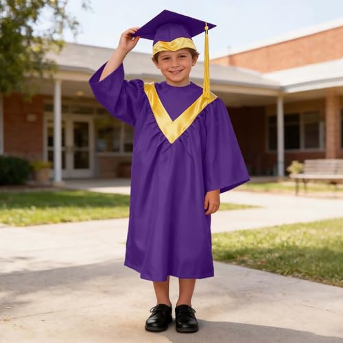 Image of Kindergarten 2025 Graduation Cap and Gown Tassel Sets with Charm 2PCS Graduations Stoles for Kids Grad Party Clothes