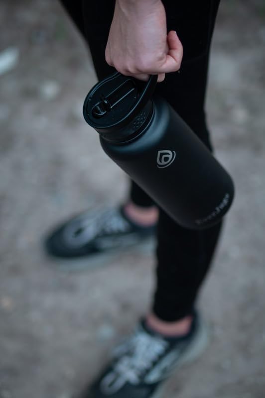 Miniatura 6 de Botella de agua deportiva de 24 onzas, boca ancha, botella de acero inoxidable de alta calidad con tapa con pajilla, doble pared aislada al vacío,