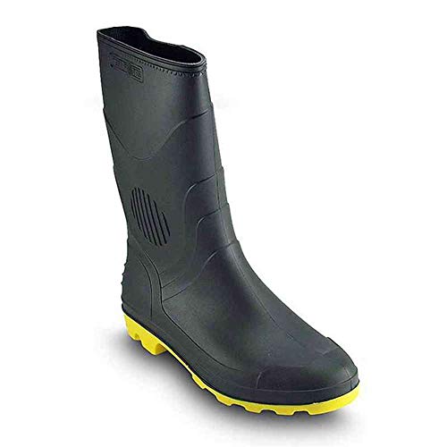 Bota Borracha Pvc Galocha de Chuva Solado Amarelo Motoqueiro 42