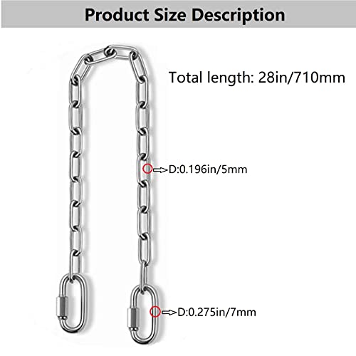 2 Stainless Steel Chains (28") Swing Chains, Heavy Duty Swing Hardware,4 Quick Connection Buckles, Indoor And Outdoor Playground Swings, Hammocks, Sandbags #TOP1