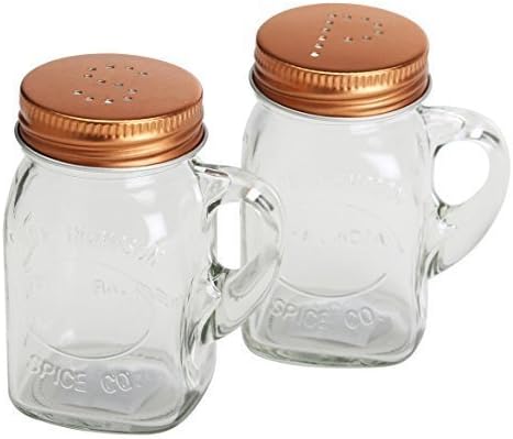 Olde Thompson 3771-03 Mason Jar Salt and Pepper Shaker Set, Copper Lids