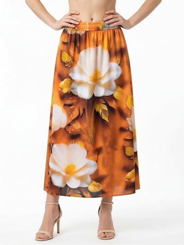 Image of VAGISHA Women's 4-Metre Flared Long Skirt | Skirts for Women Long Length | Long Skirts for Girls | Ethnic & Boho Printed Wear with Elastic Waist | Perfect for Party, Festive & Casual Look