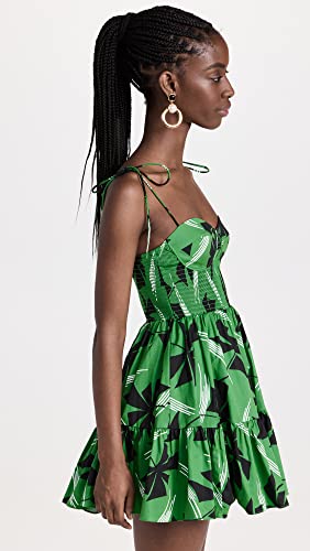 Staud Women's Mini Landry Dress, Green Pinwheel, M #TOP3