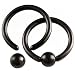 2 piece Set- 8G 12MM Black CBR/BCR Captive Bead Round Circular Horseshoe Barbell Ring; Anodized Hypoallergenic 316L Stainless Steel Surgical Steel Ring lip, belly, nipple, cartilage, tragus, earring body Jewelry piercing - 8 Gauge