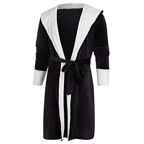 Hemlock Women Winter Fleece Robe Hooded Robes Soft Plush Kimono Bathrobe Plus Size Robe Night Gown Home Clothes Black
