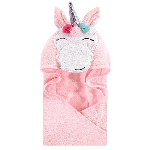 Hudson Baby Unisex Baby Cotton Animal Face Hooded Towel, Whimsical Unicorn, One Size