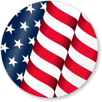 USA WAVING FLAG (3 PACK) Vinyl Hard Hat Helmet Decal by StickerDad® - size: 2" ROUND color: RED/WHITE/BLUE - Hard Hat, Helmet, Windows, Walls, Bumpers, Laptop, Lockers, etc.