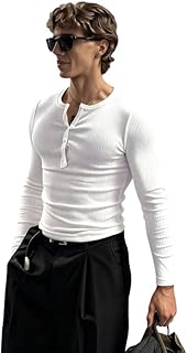 FUGAZEE 100% Cotton White Muscle fit Ribbed Henley Long Sleeves T-Shirt Price In India
