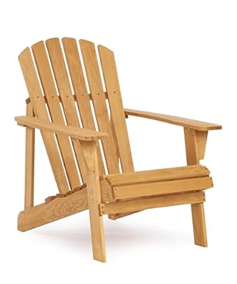 Oversized Outdoor Wooden Adirondack Chair with Pre-Assembled BackRest & SeatBoard, Patio Chair for Garden Lawn Backyard Deck Pool Beach Firepit
