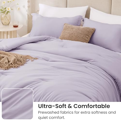 Love's cabin Lavender King Size Comforter Set, 3-Piece Prewashed Bed Set with 1 Comforter (104 x 90 in) & 2 Pillowcases, Lightweight & Breathable for All Seasons by Love's cabin - Used condition - Image 4