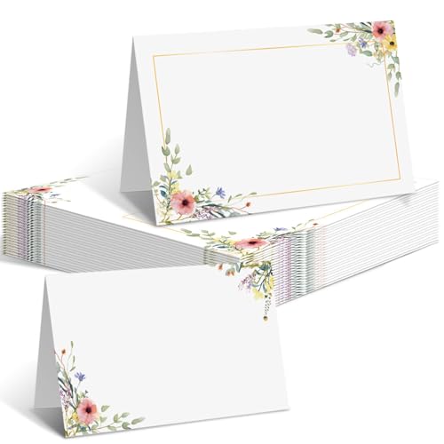 50 Pcs Marque Place Mariage,Motif Fleur Table Baptême Cartons Placement Cartes de Nom Anniversaire pour Table Réceptions Fêtes Evénements...