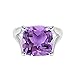 Dent Régler Bague solitaire pour femmes en argent 925 2.05 CTW taille coussin améthyste (57)