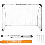 Amazing Tour Football Goal, Football Goals for Kids, 90x60x60cm Foldable Football Goals Soccer Sport Games Training Practice Set for 3-11 Year Old Children, White, 1 Pack