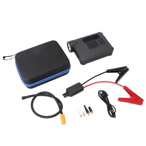 Démarreur de Batterie de Voiture Portable 5 en 1, Bloc d'alimentation 16 000 MAh avec Pompe Gonflable pour Voitures à 4,0 L et 3,0 L, Assistance Routière d'urgence