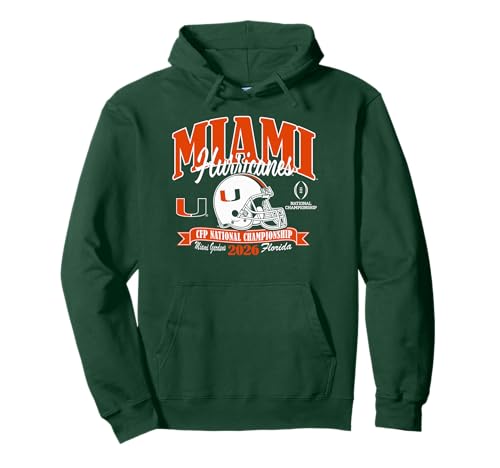 Miami Hurricanes National Championship CFP 2026 Helmet Green Pullover Hoodie