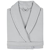 ✔️ Peignoir de bain adulte col châle taille L NATURAL coton Gris platine