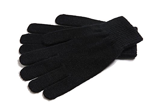 iMongol Pure Cashmere Women Full Fingers Gloves Ladies Knitted Gloves Mittens, Made in Inner Mongolian (Black)