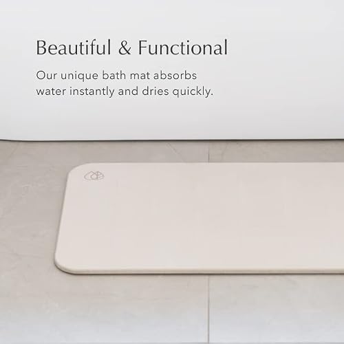Dorai Home Bath Stone Mat 23.6\"x15.4\"| Luxury Diatomite Stone Bath Mat |Quickly Removes Water | Non-Slip, Quick-Dry Stone Bath Mat for Bathroom | Rain Sandstone - 2 Pack - Thumbnail 3