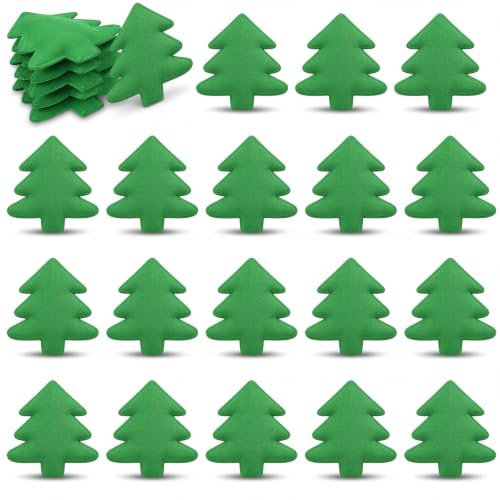 Foilswirl 24 Pcs Cornhole Bean Bags, Green, Christmas Tree