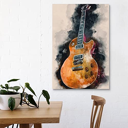 Zbin Vintage Style Guitar Miusic Canvas Art Print Posters Rock N Roll Musical Instruments Painting Pictures Concert House Bar Home Wall Decor Prints 16X24 Inch, 16X24Inch(40X60Cm) #TOP2