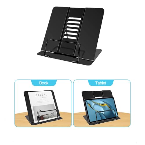 Book Stand,Adjustable Metal Book Holders,Cookbook Reading Rest Holder with 6 Adjustable Angles and Paper Page Clip Portable Reading Rest Book Holder for Cookbook Documents Textbook Sturdy Desk - Image 6