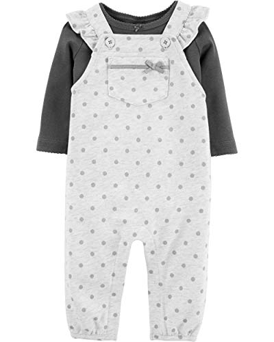 Carter's 2-Piece Tee & Polka Dot Knit Overalls Set (3 Months) Gray
