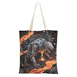 WDdZzyy Leinen-Tragetasche, Motiv: Metall-Maschine, Feuer, Dunkelschwarz, niedliches Geschenk