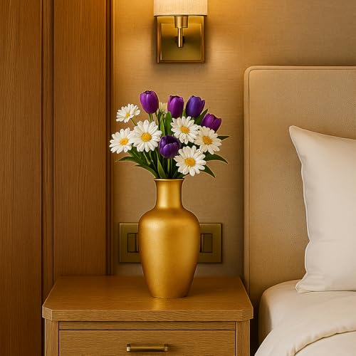 Image of Market99 Metal Flower Holder - Surahi Shape Decorative Vase for Living Room|Golden Crackle Design | Home Decor Accent Piece for Tabletop, Corner, Shelf & Gifting | Timeless Elegance for All interiors