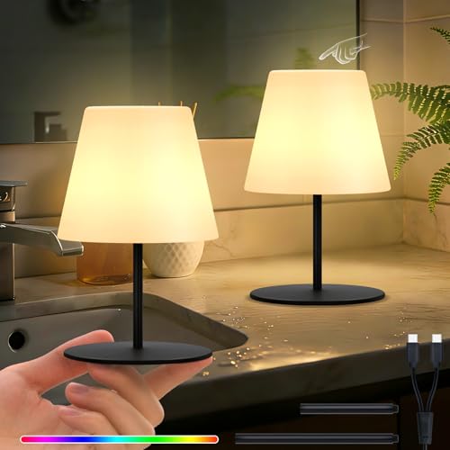 Image of uuffoo 2 Pcs Mini Touch Shower Lamps Waterproof with 2-Step Warm White