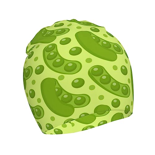 Rqzwdq Cartoon Pea Pattern Kids Beanie Hats Warm Knit Beanie Cap Skull Caps Gifts Decor for Boys Girls White