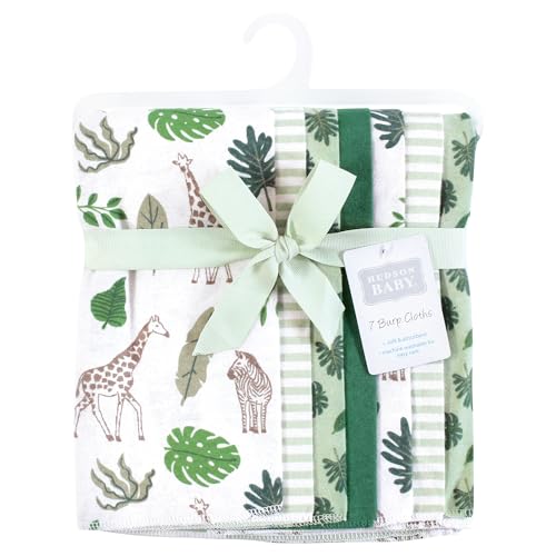 Hudson Baby Unisex Baby Flannel Burp Cloth 7pk, Jungle, One Size2