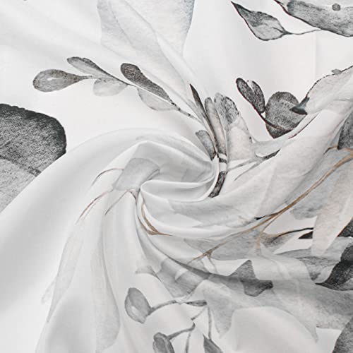 Nuseiis Black And White Eucalyptus Leaves Shower Curtains 72 X 72,Fabric Gray Sage Shower Curtain Sets, Floral Plant Bathroom Decor With Hooks #TOP3