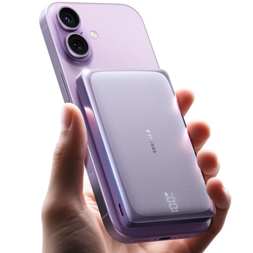 Image of TORRAS MiniMag Pro Portable Charger Power Bank, 10000mAh 15W Magnetic Battery Pack for iPhone 17 /16 /15 /14 /13 /12, Slim Magnetic Wireless Charger, Semi-Solid-State Battery for Travel Purple