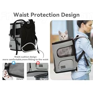   PETSFIT-Cat-Carrier-Backpack-with-Upgraded-Waist-Protection-Pet-Carrier-Backpack-Designed-for-Small-DogsCats-Fully-Ventilated-Collapsible-Dog-Backpack-for-Outdoor-Traveling-Hiking-CampingGrey