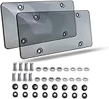 Car License Plate Frame, 2PCS Tinted Watarproof Front and Rear License Plate Cover/Holder with Stainless Screws Caps Set Universal for Cars, SUVs, Vans, Automotive Accessories for Men Women
