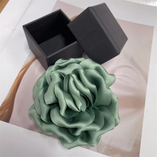 Image of Dainty Peony Rose Flower Brooches Lapel Pins Delicate Elegant Fabric Flowers Brooch Pin for Women Flower Corsage for Wedding Party Accessories Jewelry Gifts100mm