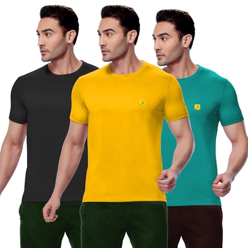 Image of AMUL COMFY Men's Cotton Plain Round Neck Half Sleeve Casual T-Shirts