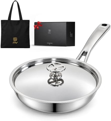 8-Inch 316 Stainless Steel Frying Pan with Lid, Heat-Control Base