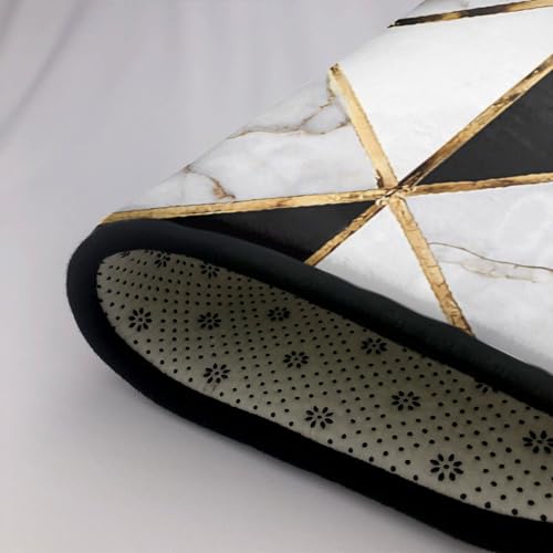 Tapis motif marbre haut de gamme antidérapant et doux pour salon - 7