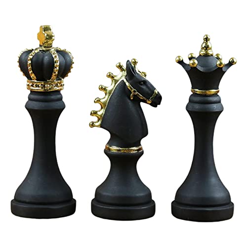 Fenteer Pacote de 3 Peças de Estátua Estatuetas de xadrez Peças decorativas Esculturas de resina Enf