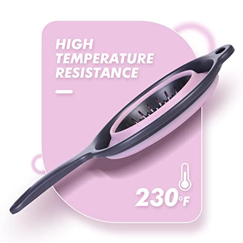 Kitchen Collapsible Silicone Colander Sets (Strainers) Sizes 7.8" - 2 Qt And 9" - 3 Qt, Fits Your Kitchen Above Sink Vegetable & Fruit Flexible Pasta Strainer With Handle And Square Strainer 2 Pack #TOP2