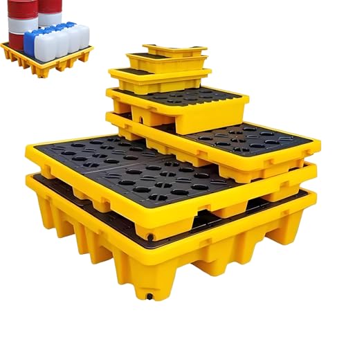 Heavy-duty Containment Platform, Heavy Duty Modular Spill Containment Tray - Leak Proof & Stackable Oil Drum Spill Prevention Pallet, Industrial Spill Platform for Oil, Chemicals & Liquids ,60×60×15